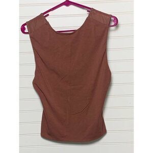 Express Womens Brown Sleeveless Top Mesh Detail Size Small